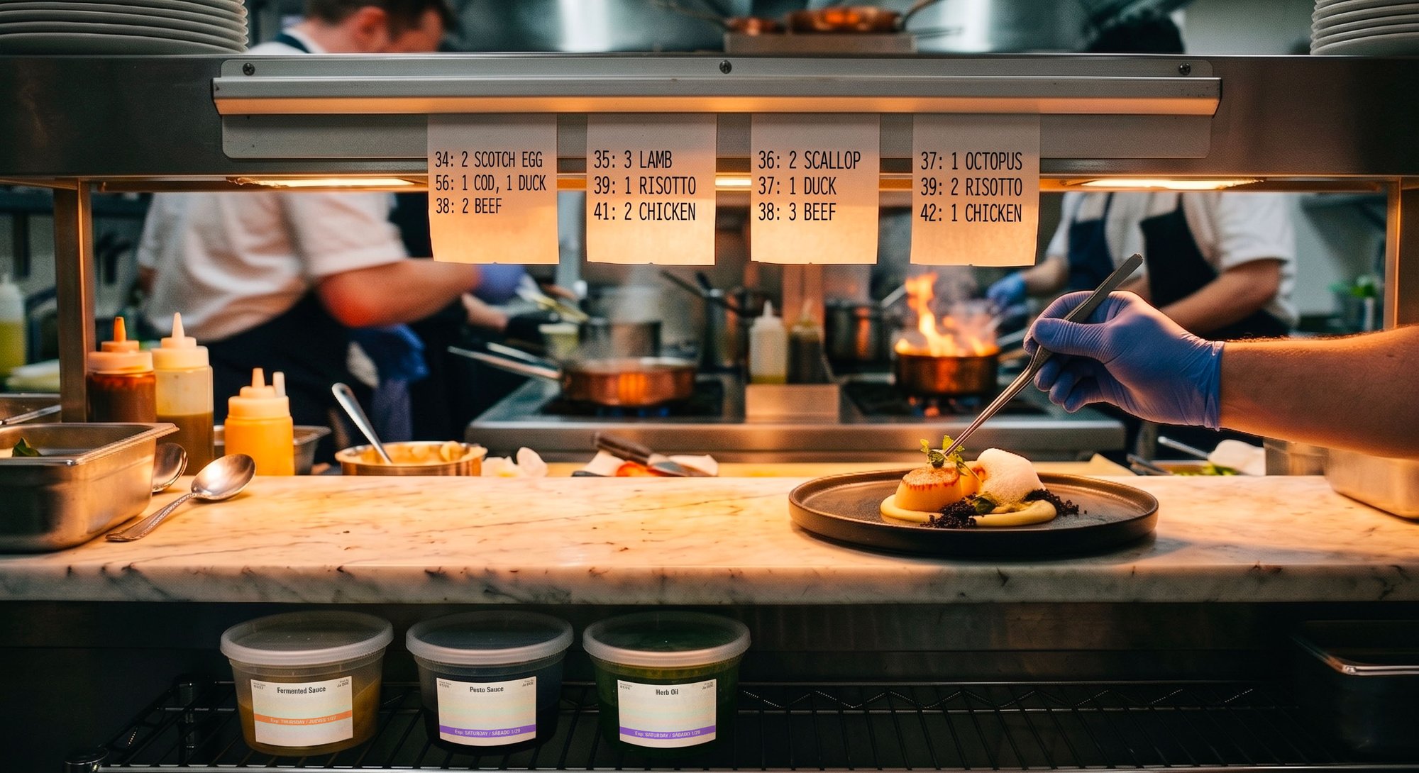 Fine dining pass during service